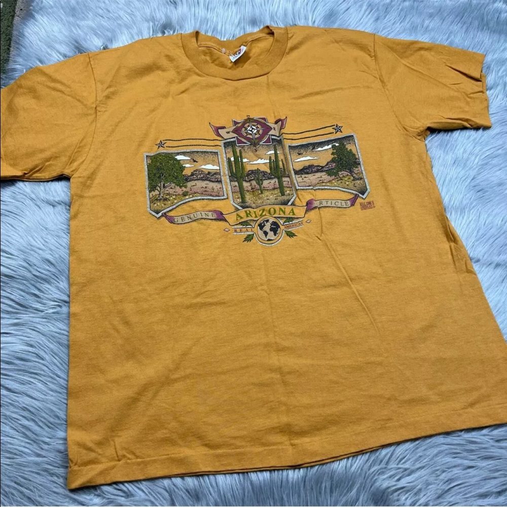 Vintage 1993 Anvil Arizona Single Stitch Cactus Western Tourist Shirt